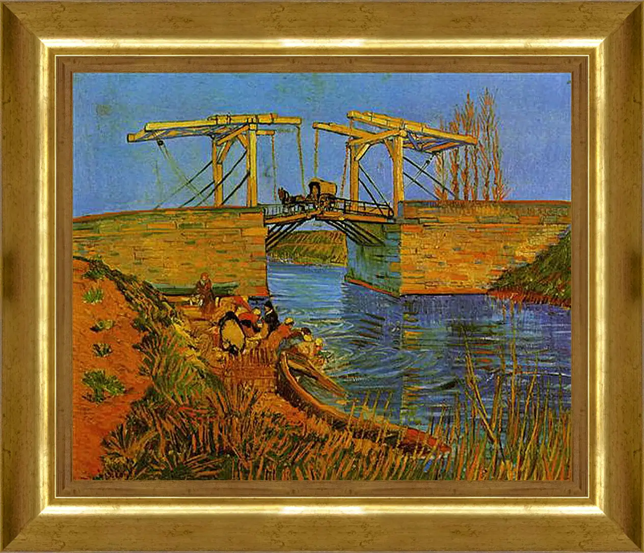 Картина в раме - The Langlois Bridge at Arles with Women Washing. Винсент Ван Гог