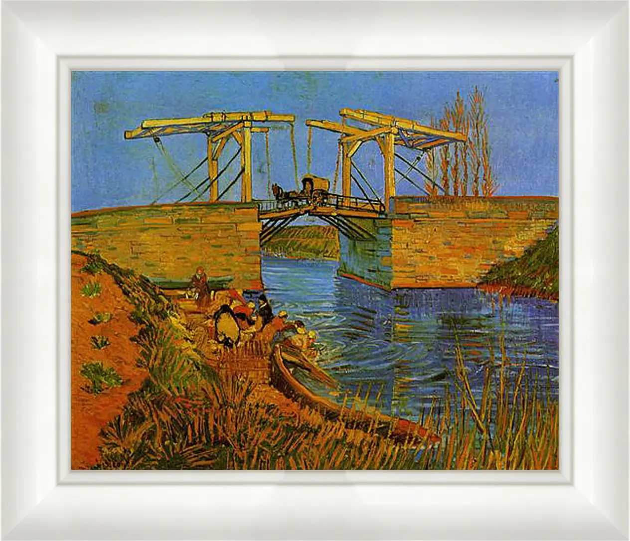 Картина в раме - The Langlois Bridge at Arles with Women Washing. Винсент Ван Гог