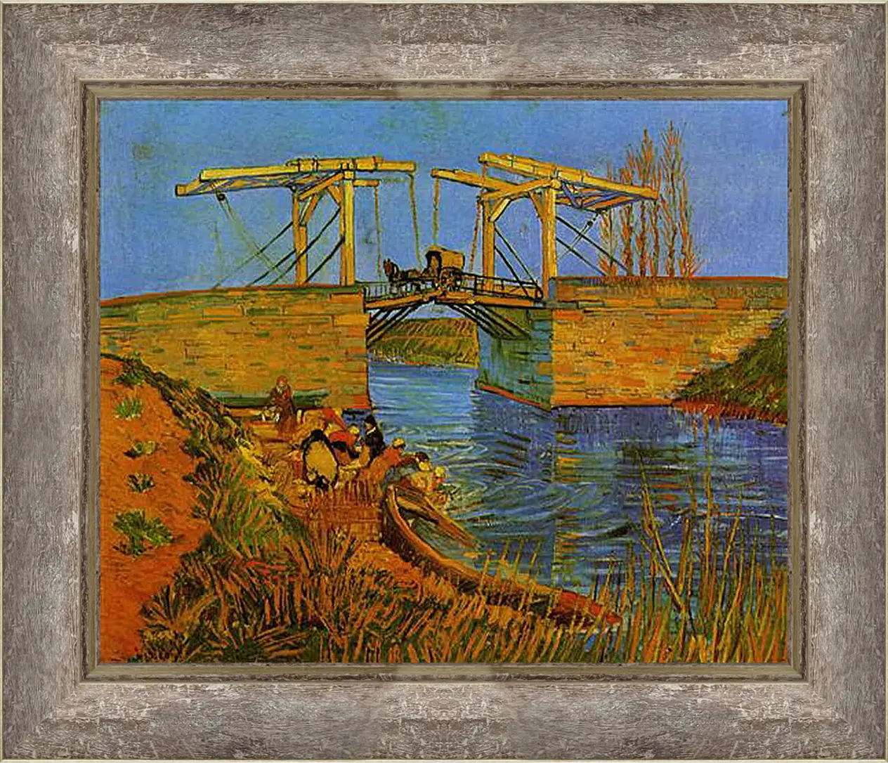 Картина в раме - The Langlois Bridge at Arles with Women Washing. Винсент Ван Гог