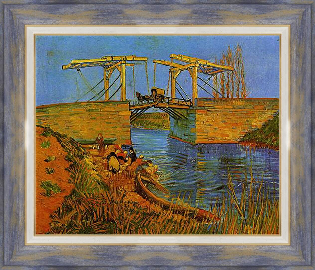 Картина в раме - The Langlois Bridge at Arles with Women Washing. Винсент Ван Гог