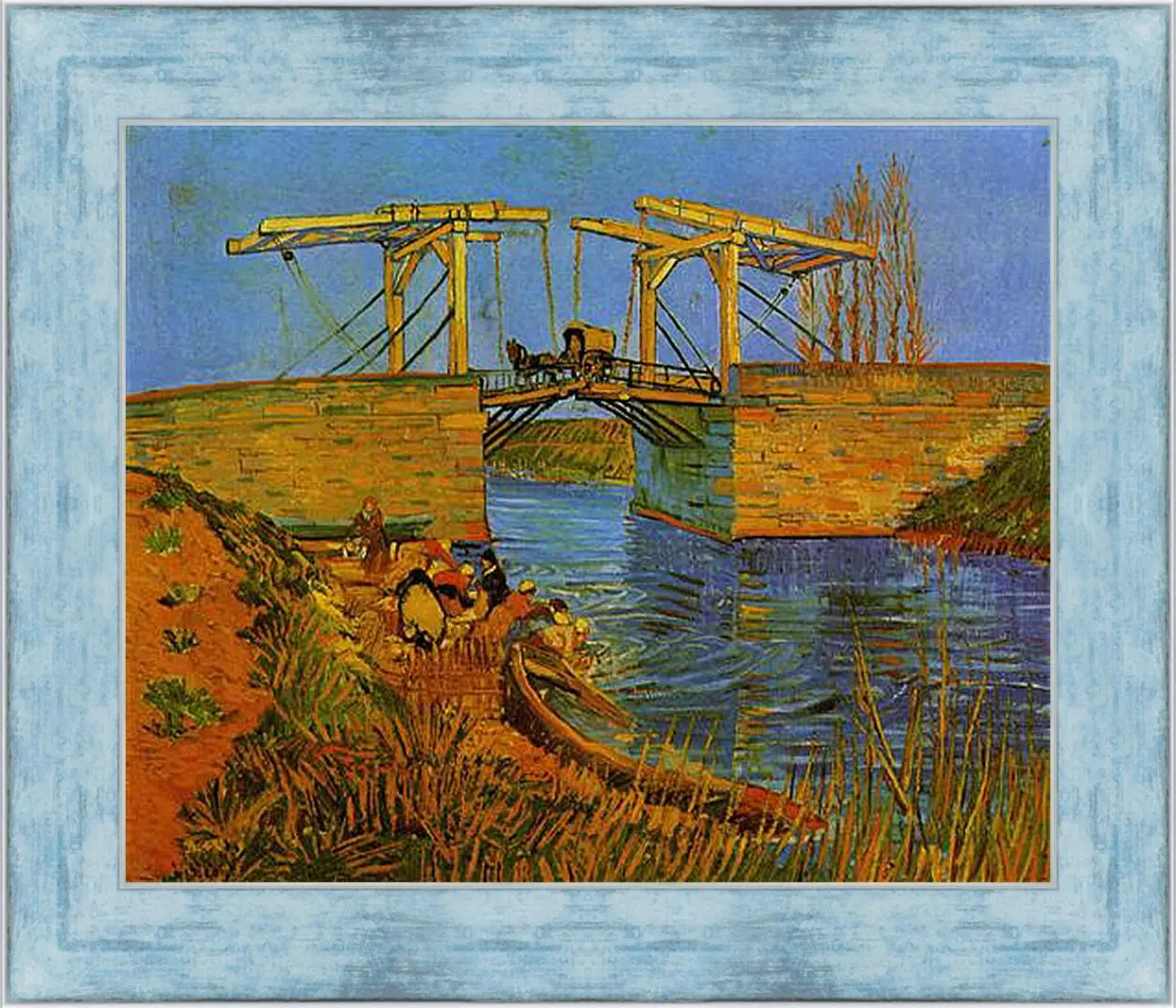 Картина в раме - The Langlois Bridge at Arles with Women Washing. Винсент Ван Гог