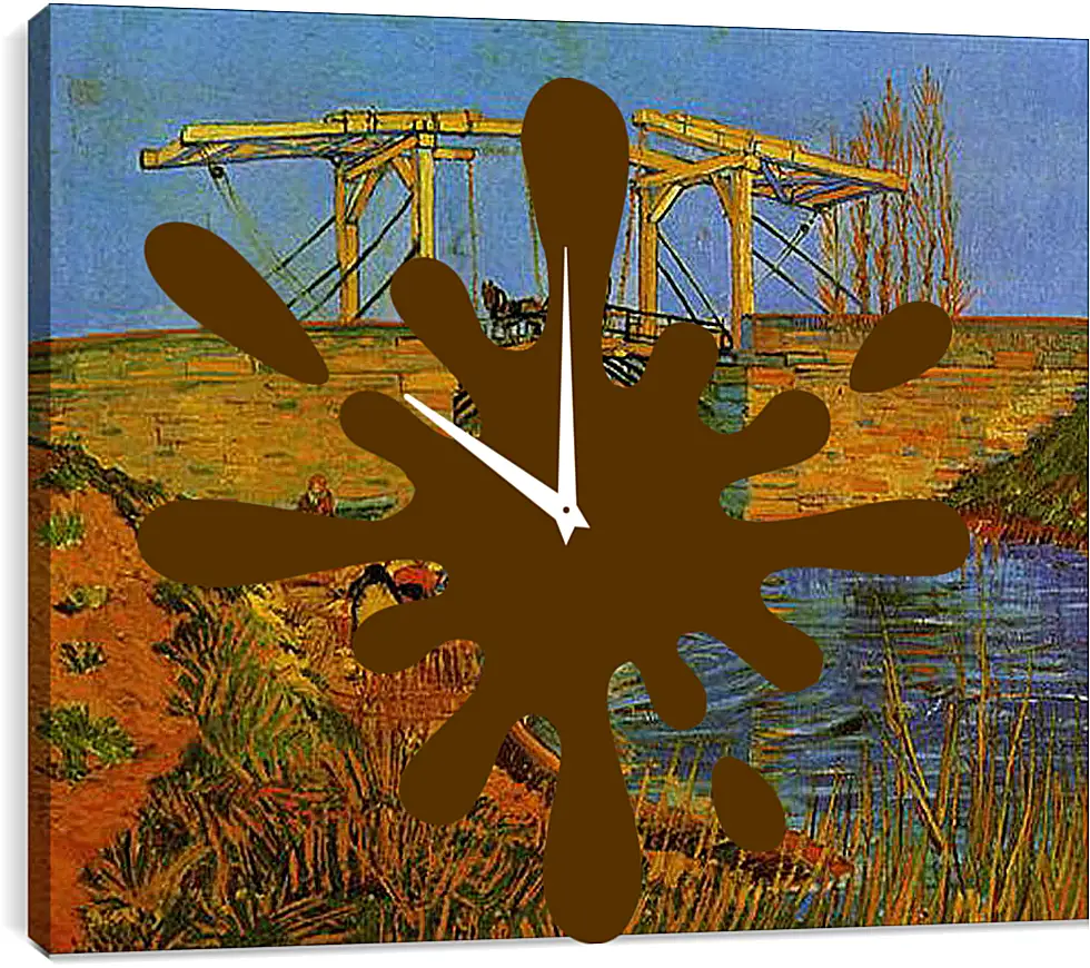 Часы картина - The Langlois Bridge at Arles with Women Washing. Винсент Ван Гог