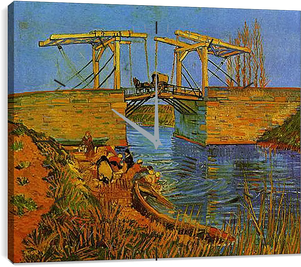 Часы картина - The Langlois Bridge at Arles with Women Washing. Винсент Ван Гог