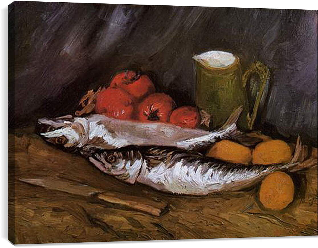 Постер и плакат - Still Life with fish and tomatoes. Винсент Ван Гог
