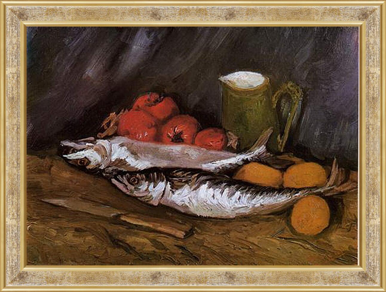 Картина в раме - Still Life with fish and tomatoes. Винсент Ван Гог
