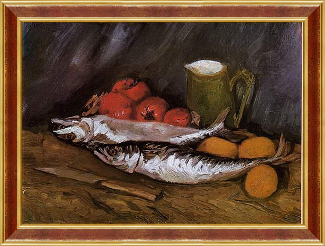 Картина в раме - Still Life with fish and tomatoes. Винсент Ван Гог