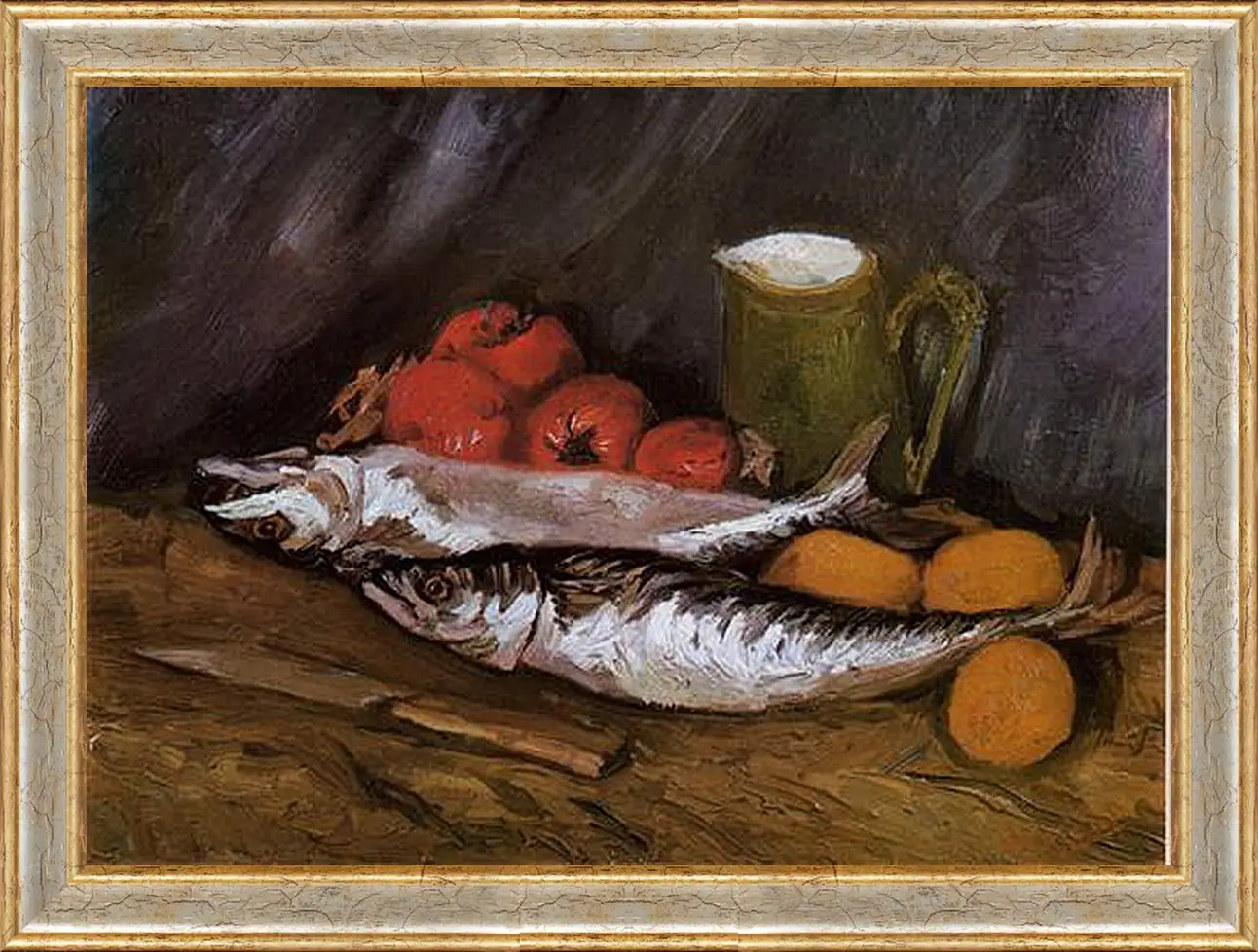 Картина в раме - Still Life with fish and tomatoes. Винсент Ван Гог