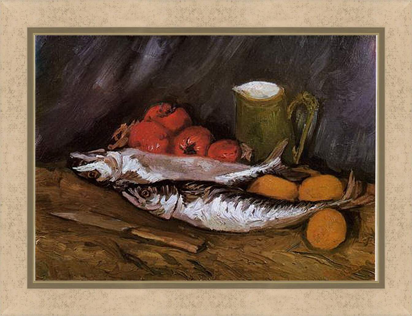 Картина в раме - Still Life with fish and tomatoes. Винсент Ван Гог