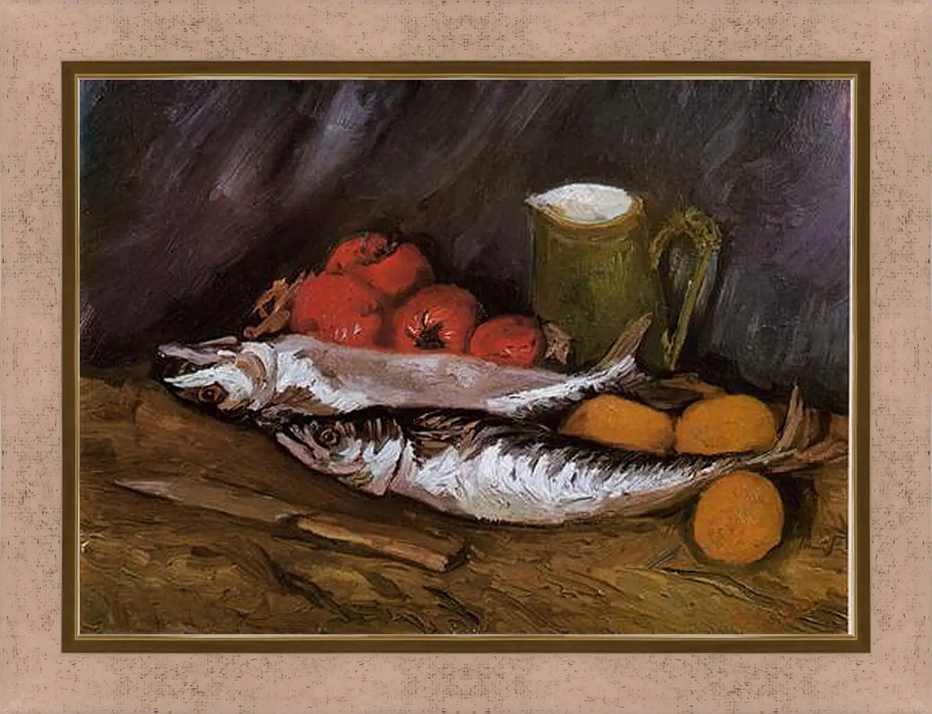 Картина в раме - Still Life with fish and tomatoes. Винсент Ван Гог