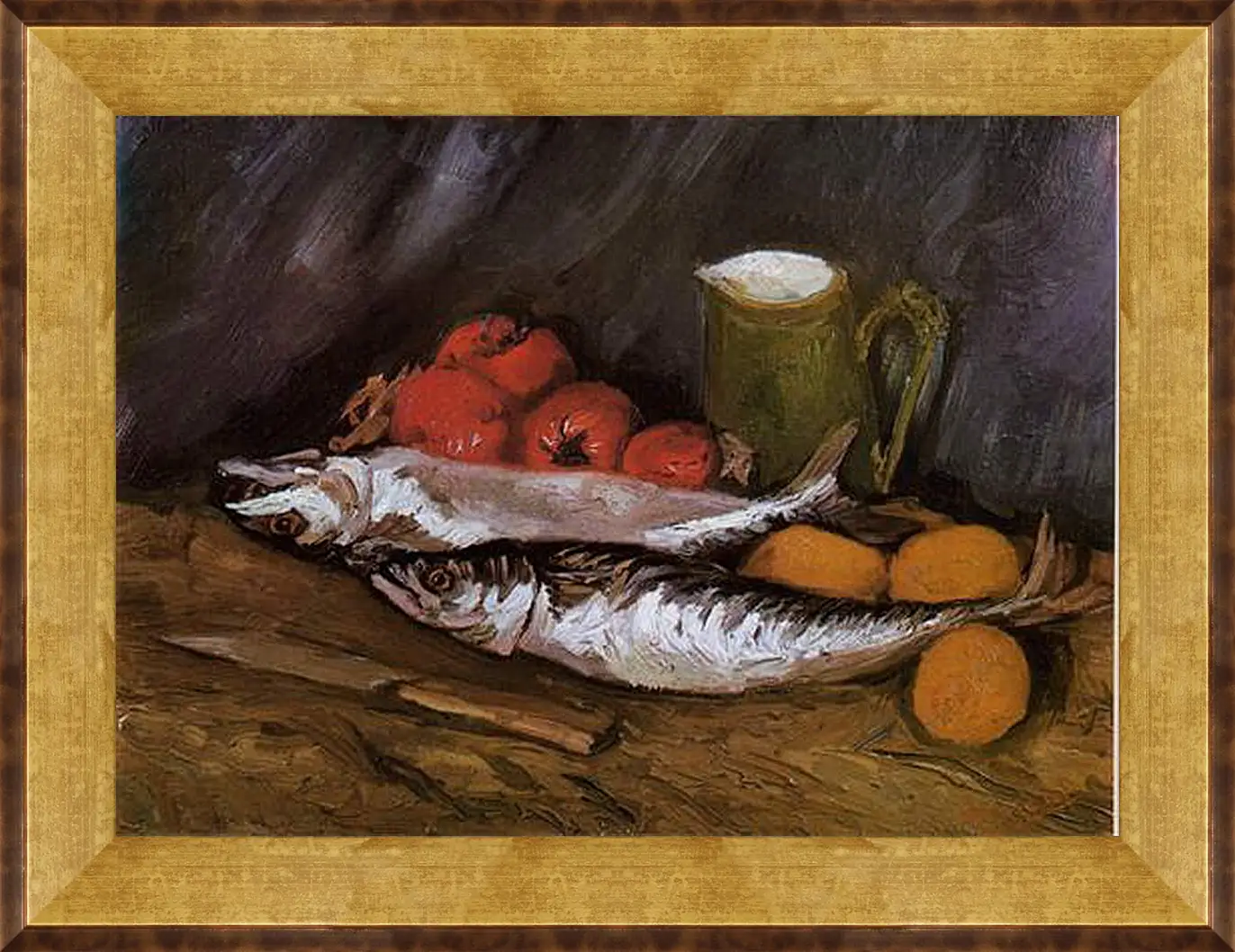 Картина в раме - Still Life with fish and tomatoes. Винсент Ван Гог