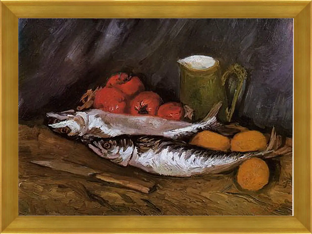 Картина в раме - Still Life with fish and tomatoes. Винсент Ван Гог