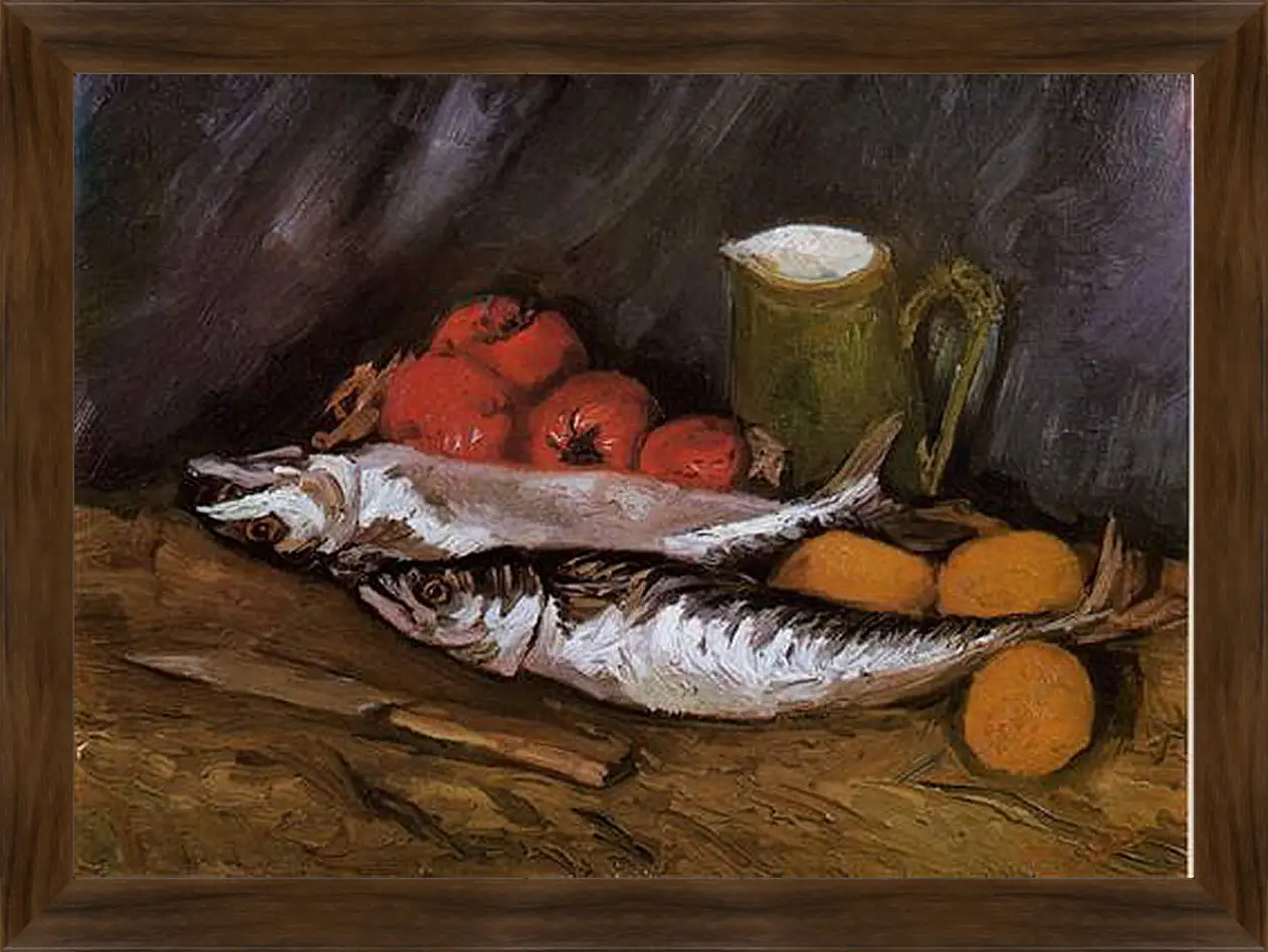 Картина в раме - Still Life with fish and tomatoes. Винсент Ван Гог