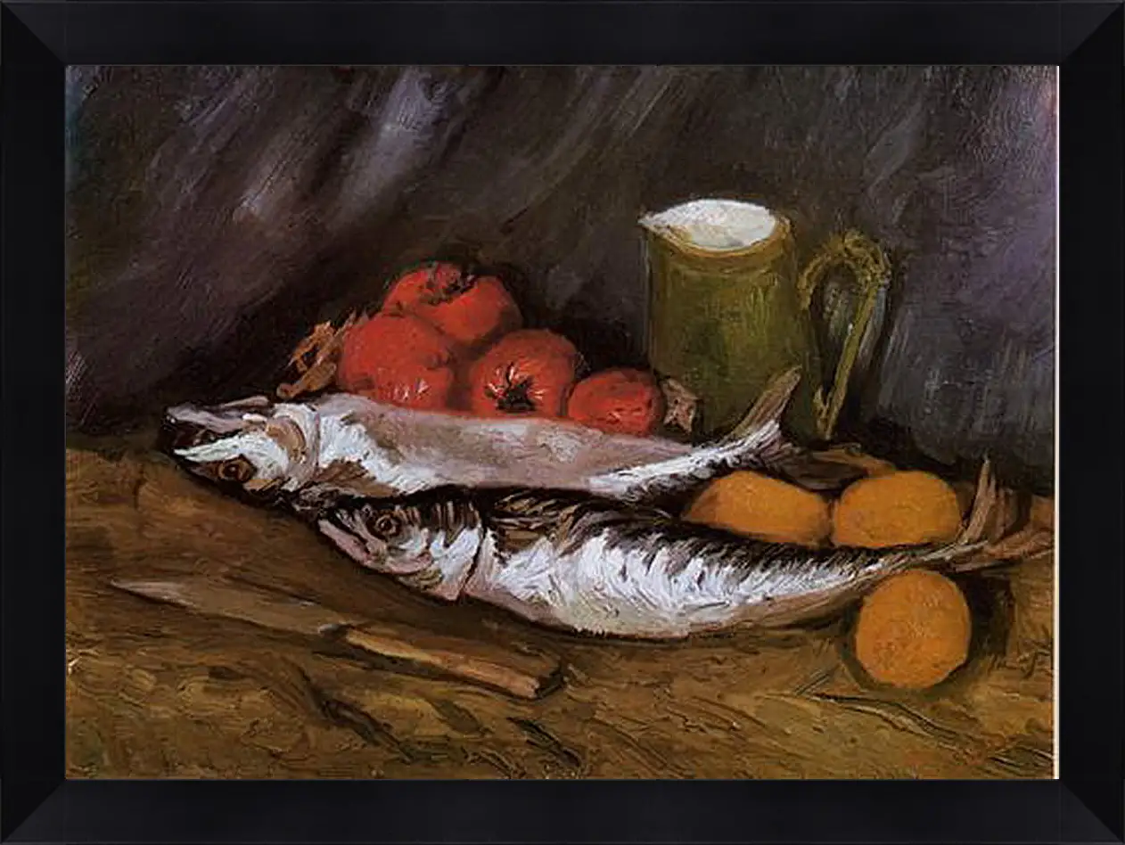 Картина в раме - Still Life with fish and tomatoes. Винсент Ван Гог