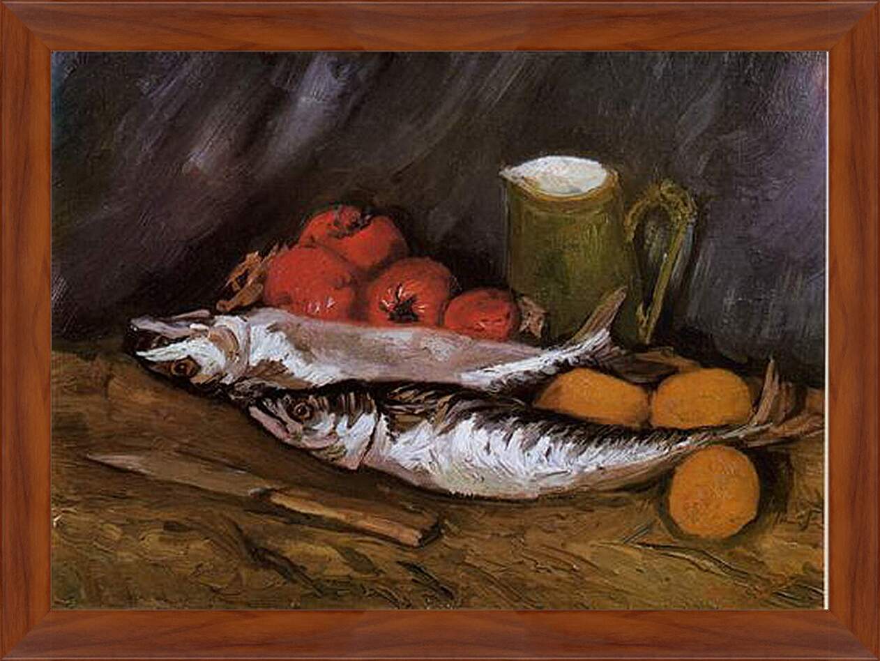 Картина в раме - Still Life with fish and tomatoes. Винсент Ван Гог