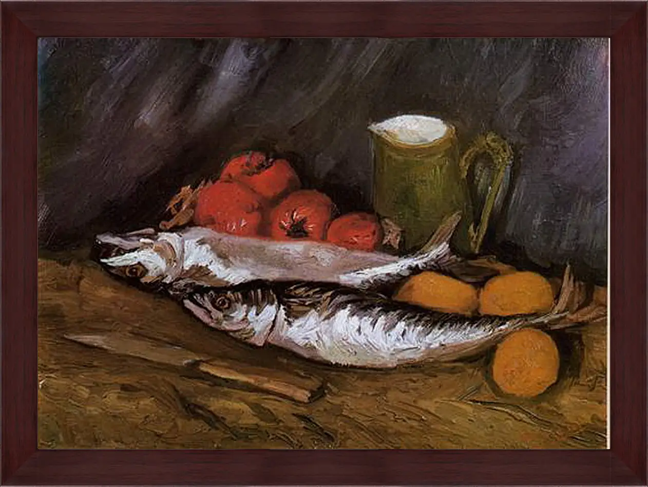 Картина в раме - Still Life with fish and tomatoes. Винсент Ван Гог