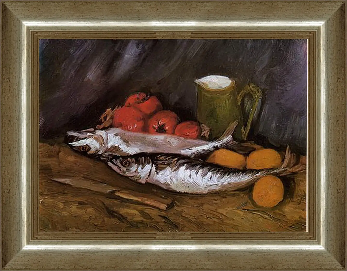 Картина в раме - Still Life with fish and tomatoes. Винсент Ван Гог