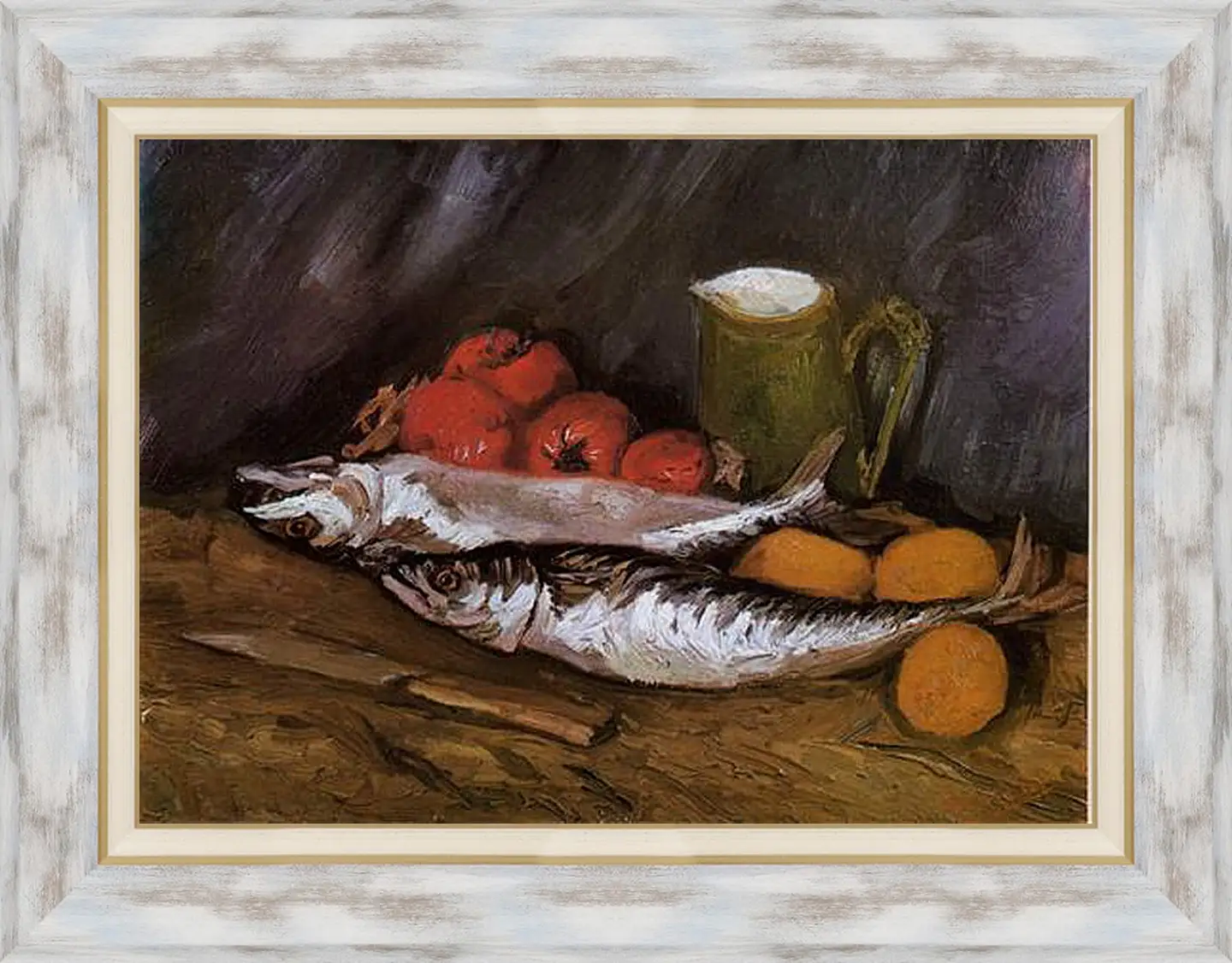 Картина в раме - Still Life with fish and tomatoes. Винсент Ван Гог