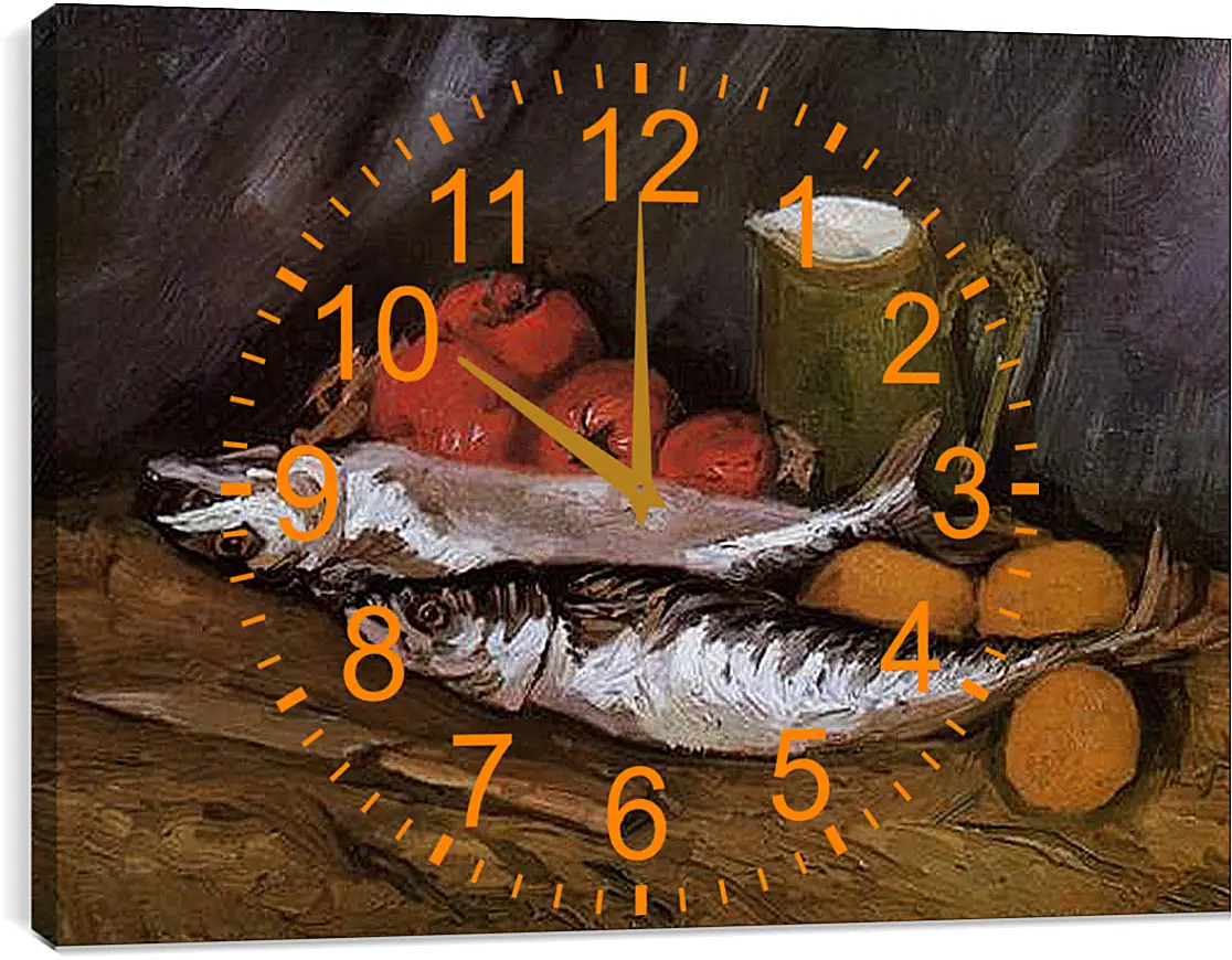 Часы картина - Still Life with fish and tomatoes. Винсент Ван Гог