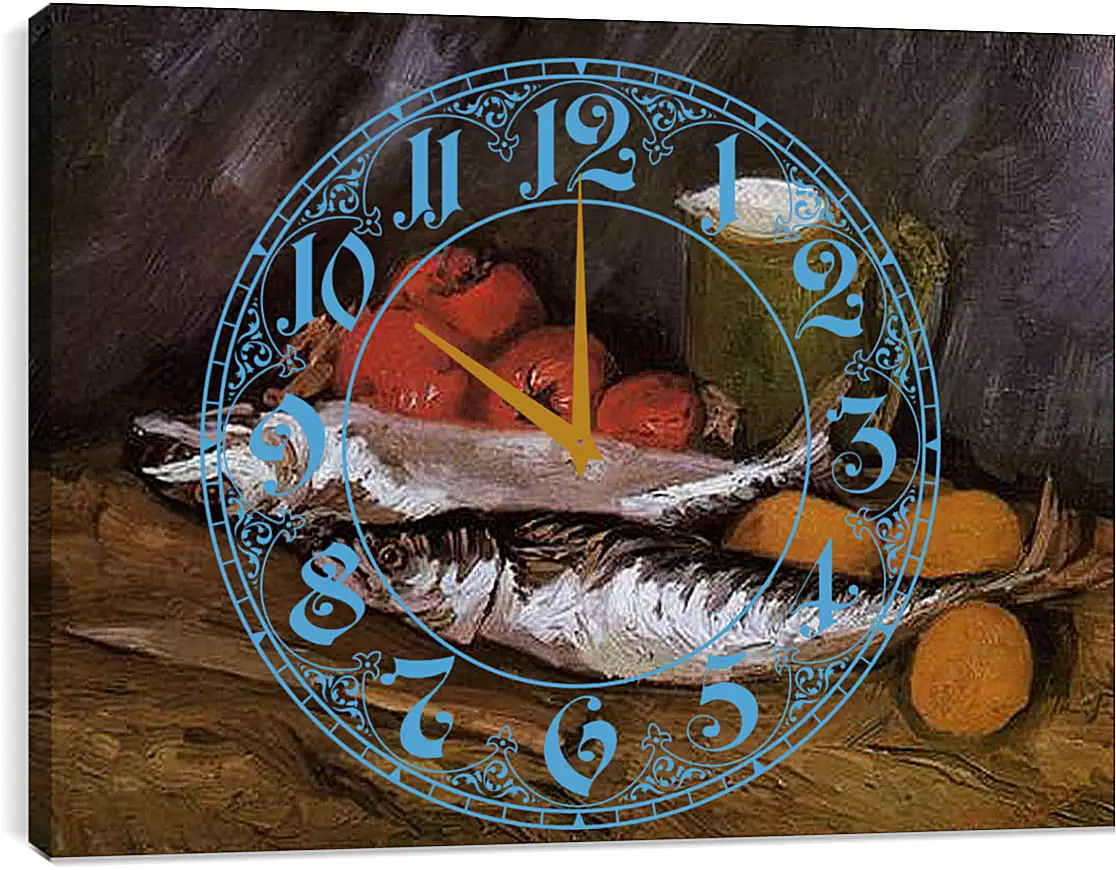 Часы картина - Still Life with fish and tomatoes. Винсент Ван Гог