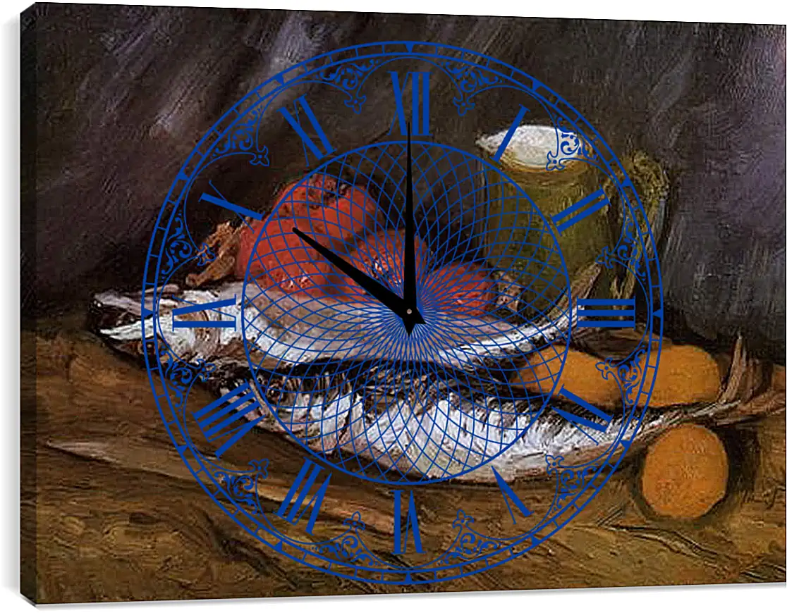 Часы картина - Still Life with fish and tomatoes. Винсент Ван Гог