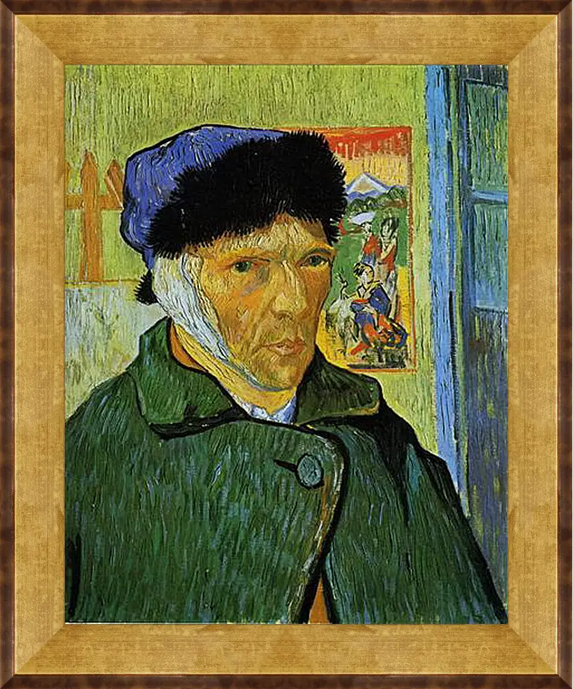 Картина в раме - Self-Portrait with Bandaged Ear. Винсент Ван Гог