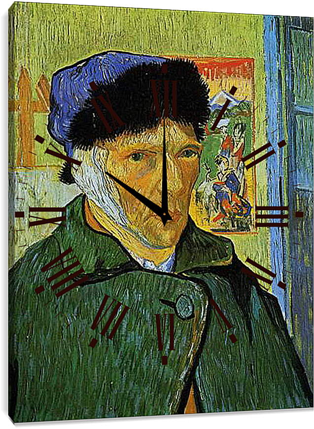Часы картина - Self-Portrait with Bandaged Ear. Винсент Ван Гог