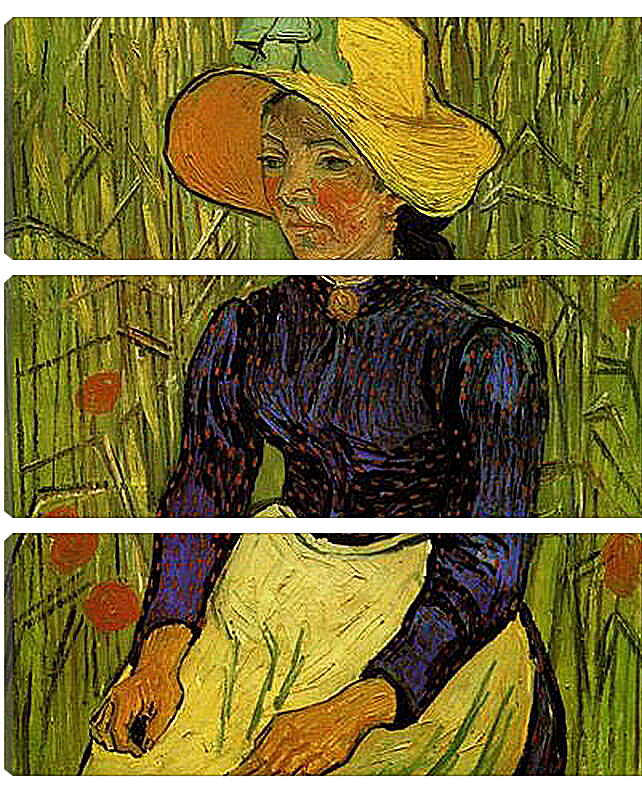 Модульная картина - Молодая крестьянка в соломенной шляпе в пшенице. Винсент Ван Гог