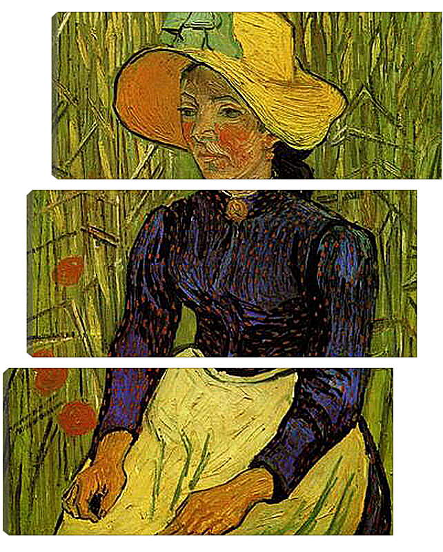 Модульная картина - Молодая крестьянка в соломенной шляпе в пшенице. Винсент Ван Гог