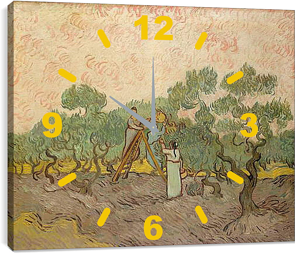 Часы картина - Женщины собирают маслины. Винсент Ван Гог