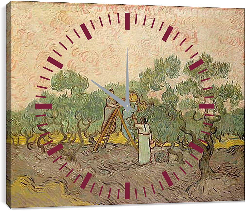 Часы картина - Женщины собирают маслины. Винсент Ван Гог