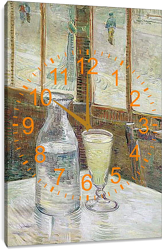 Часы картина - Кофейный столик с абсентом. Винсент Ван Гог