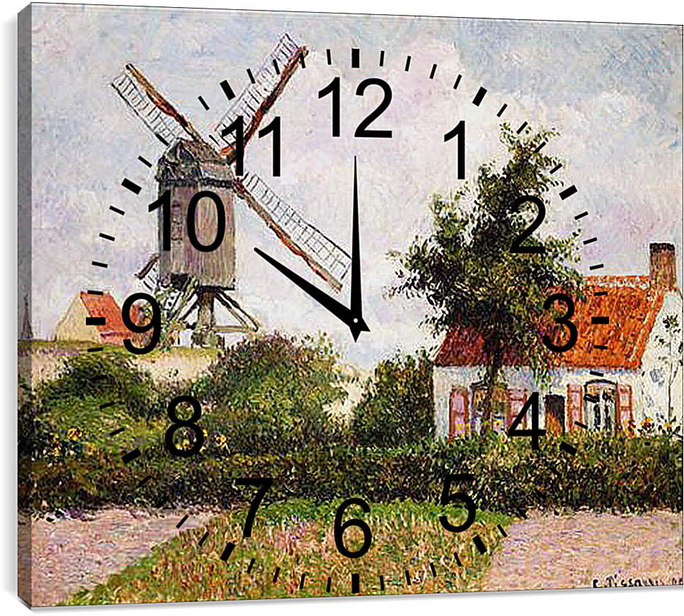 Часы картина - Ветряная мельница в Кноке, Бельгия. Винсент Ван Гог