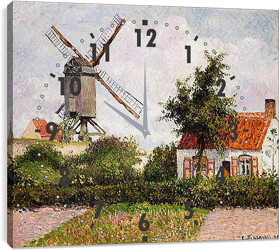 Часы картина - Ветряная мельница в Кноке, Бельгия. Винсент Ван Гог