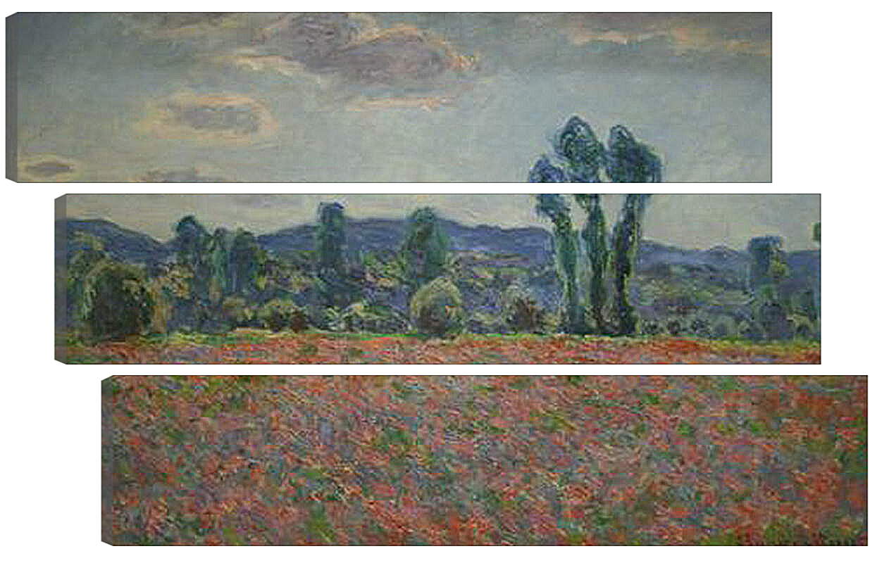 Модульная картина - Маковое поле в Живерни. Клод Моне
