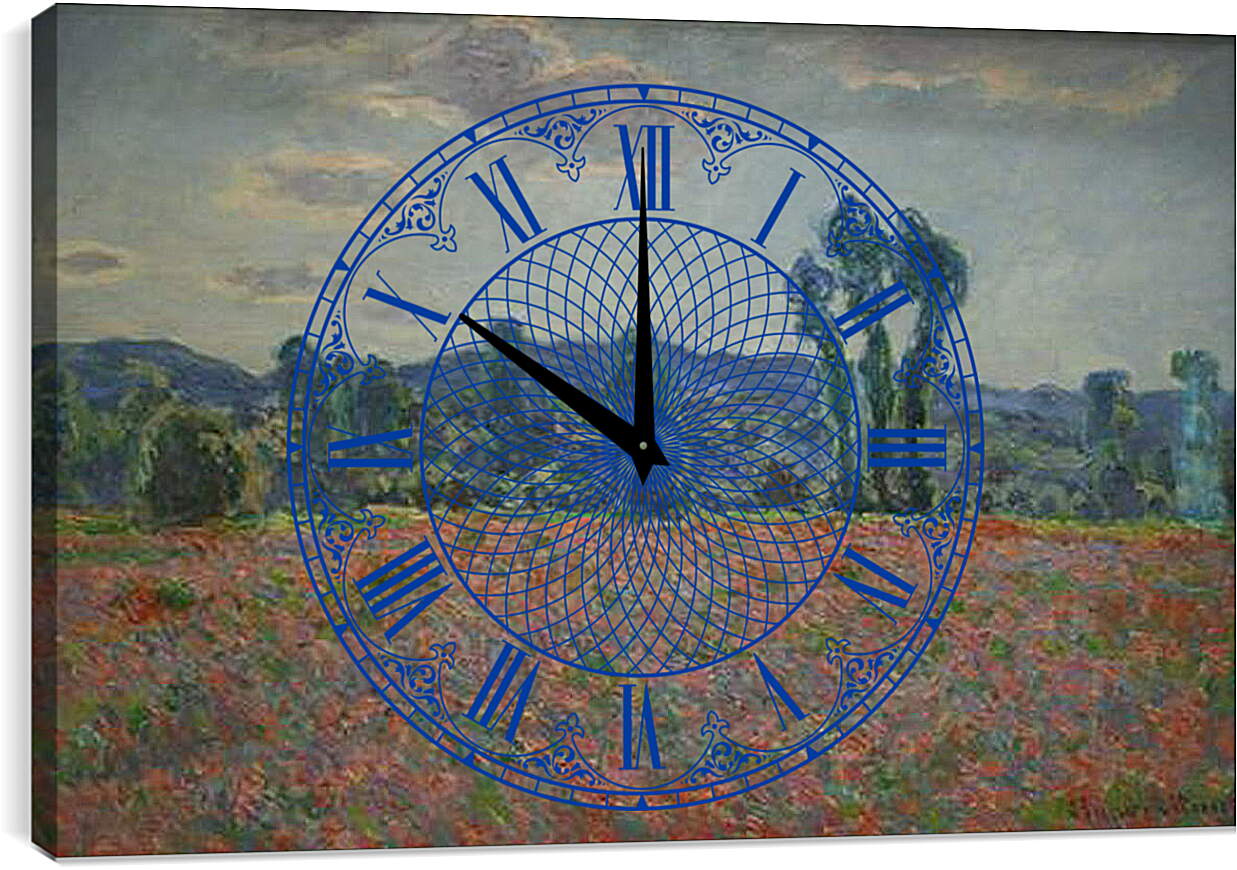 Часы картина - Маковое поле в Живерни. Клод Моне
