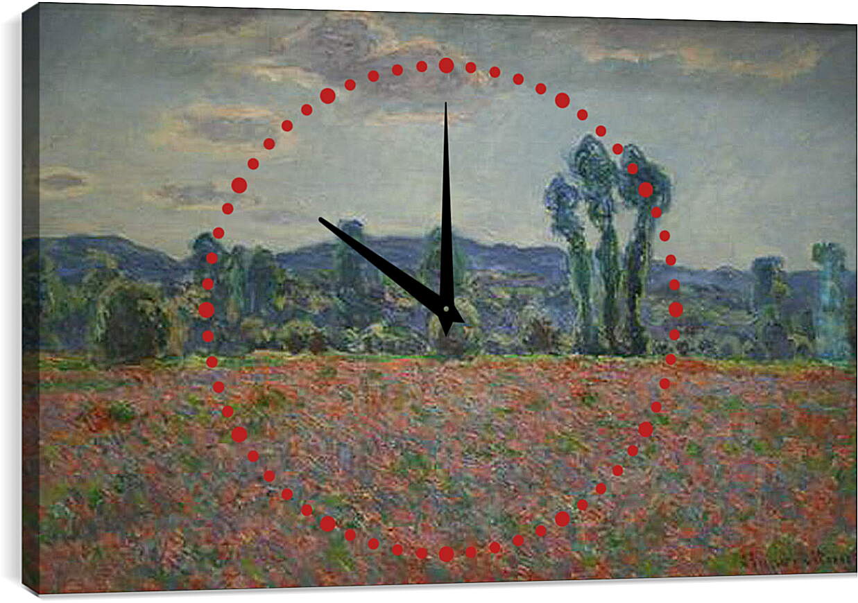 Часы картина - Маковое поле в Живерни. Клод Моне
