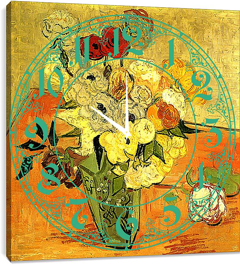 Часы картина - Японская ваза. Винсент Ван Гог