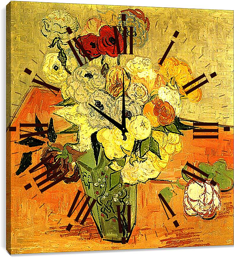 Часы картина - Японская ваза. Винсент Ван Гог