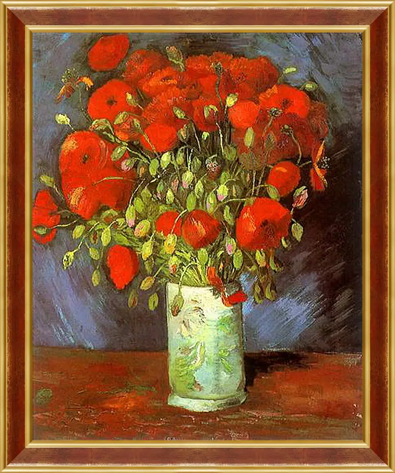 Картина в раме - Vase with Red Poppies. Винсент Ван Гог