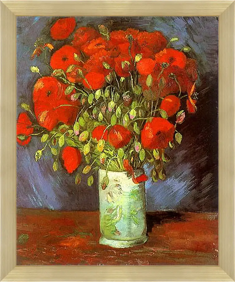 Картина в раме - Vase with Red Poppies. Винсент Ван Гог