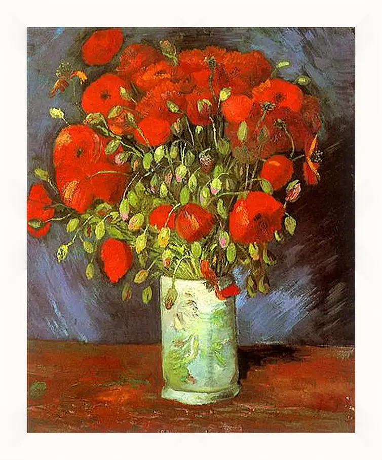 Картина в раме - Vase with Red Poppies. Винсент Ван Гог