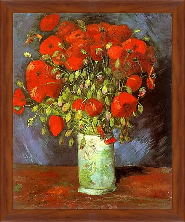 Картина в раме - Vase with Red Poppies. Винсент Ван Гог