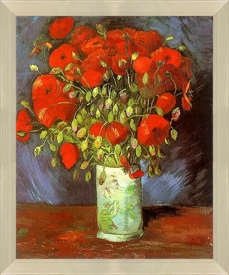 Картина в раме - Vase with Red Poppies. Винсент Ван Гог