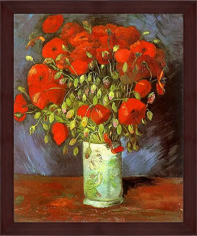 Картина в раме - Vase with Red Poppies. Винсент Ван Гог