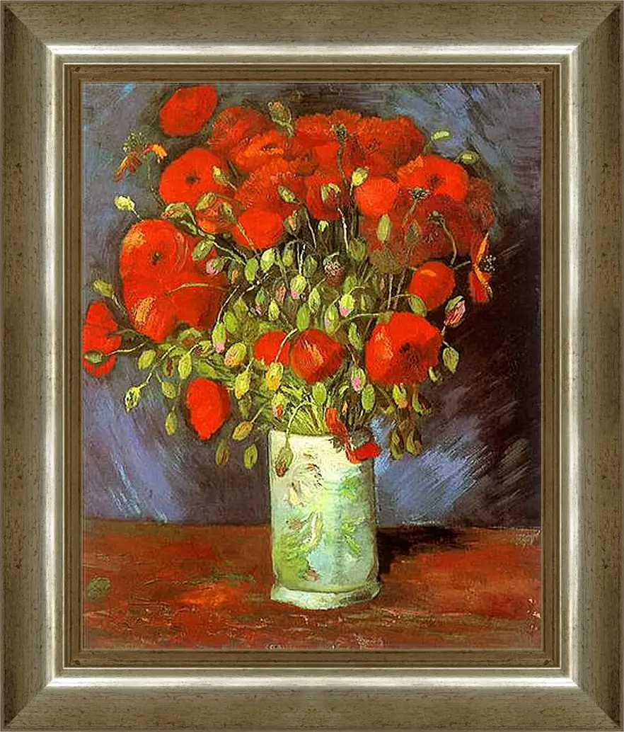 Картина в раме - Vase with Red Poppies. Винсент Ван Гог