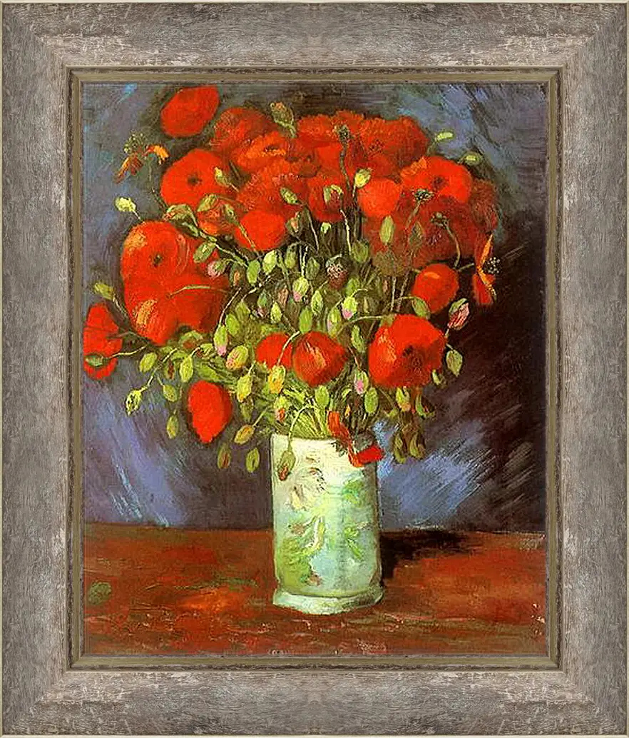 Картина в раме - Vase with Red Poppies. Винсент Ван Гог