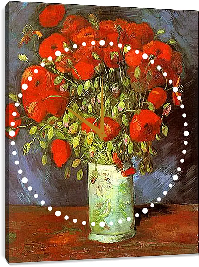 Часы картина - Vase with Red Poppies. Винсент Ван Гог