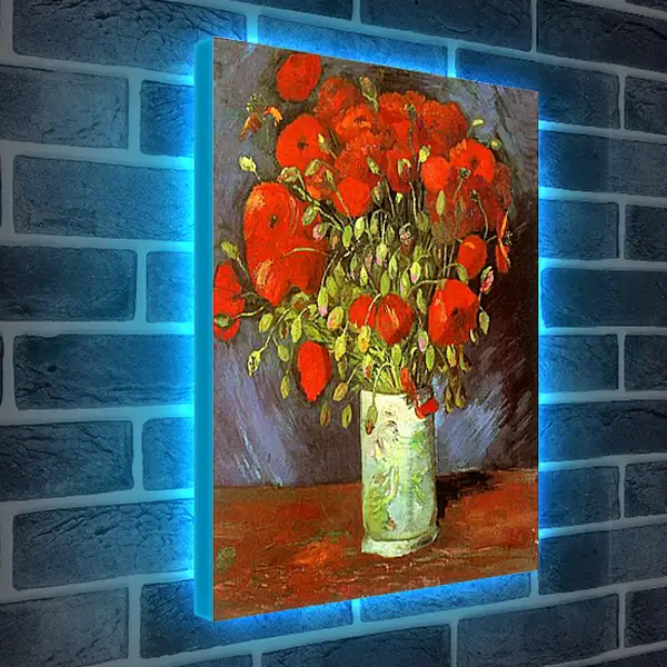 Лайтбокс световая панель - Vase with Red Poppies. Винсент Ван Гог