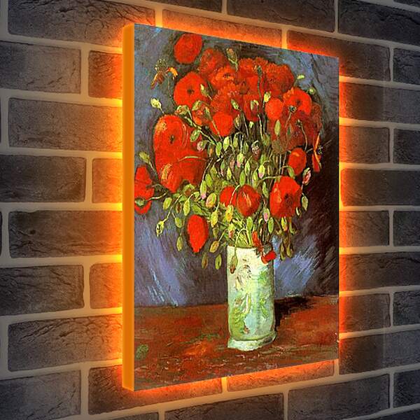 Лайтбокс световая панель - Vase with Red Poppies. Винсент Ван Гог