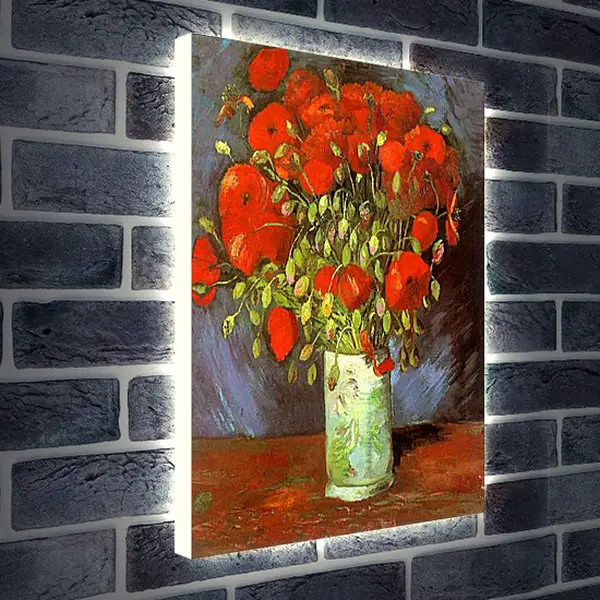 Лайтбокс световая панель - Vase with Red Poppies. Винсент Ван Гог